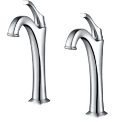 Single Handle Vessel Bathroom Faucet with Pop-Up Drain in Chrome (2-Pack)