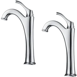 Single Handle Vessel Bathroom Faucet with Pop-Up Drain in Chrome (2-Pack)