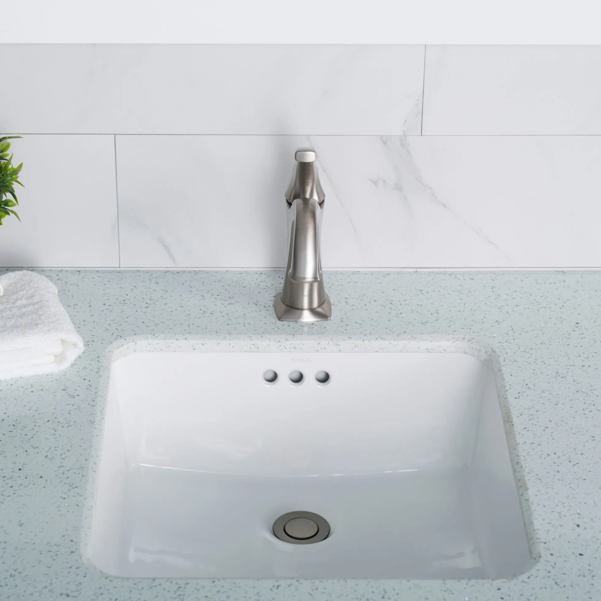 17" Square Porcelain CeramicUndermountBathroom Sinkin Whitewith OverflowDrain
