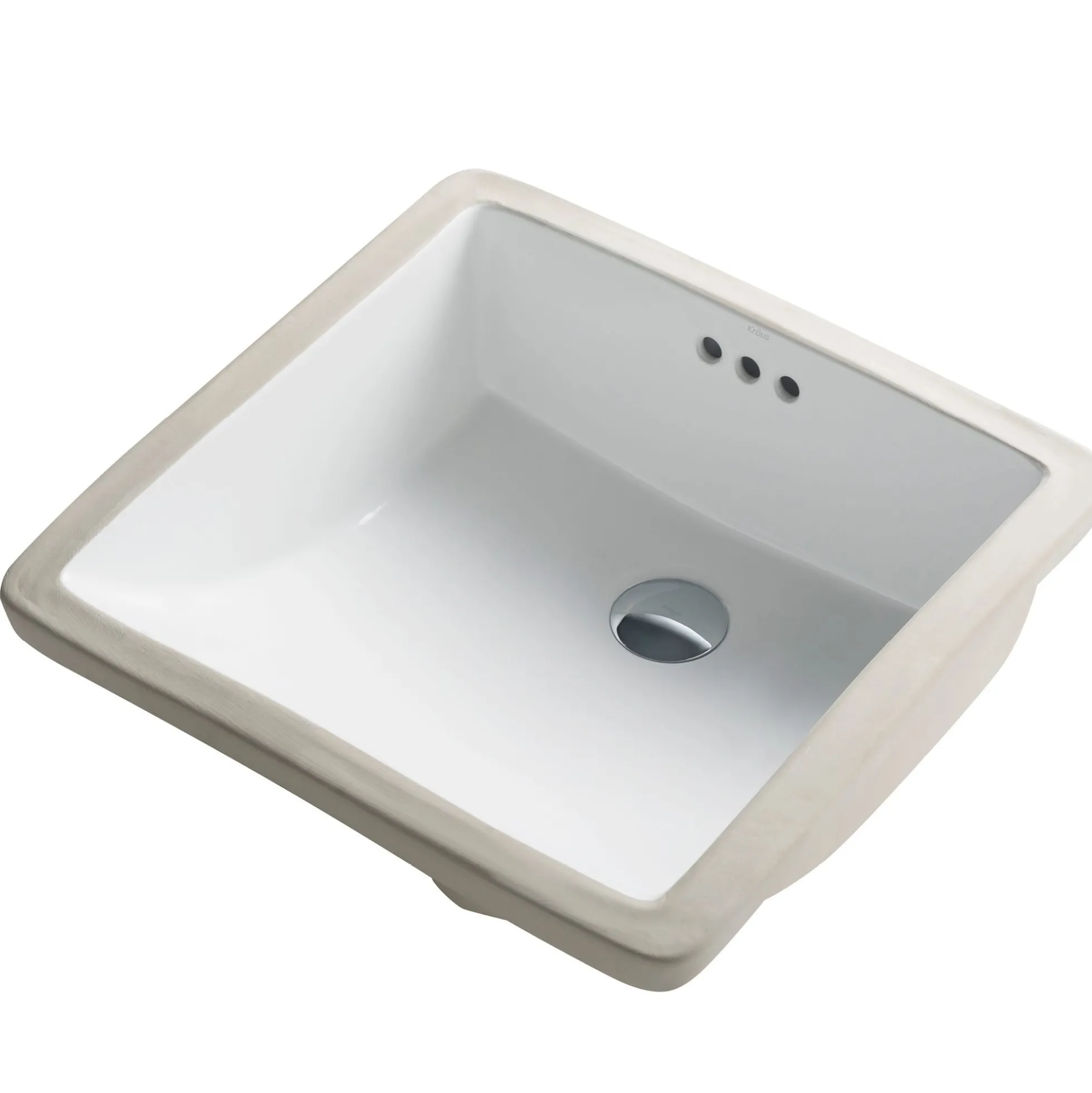 17" Square Porcelain CeramicUndermountBathroom Sinkin Whitewith OverflowDrain