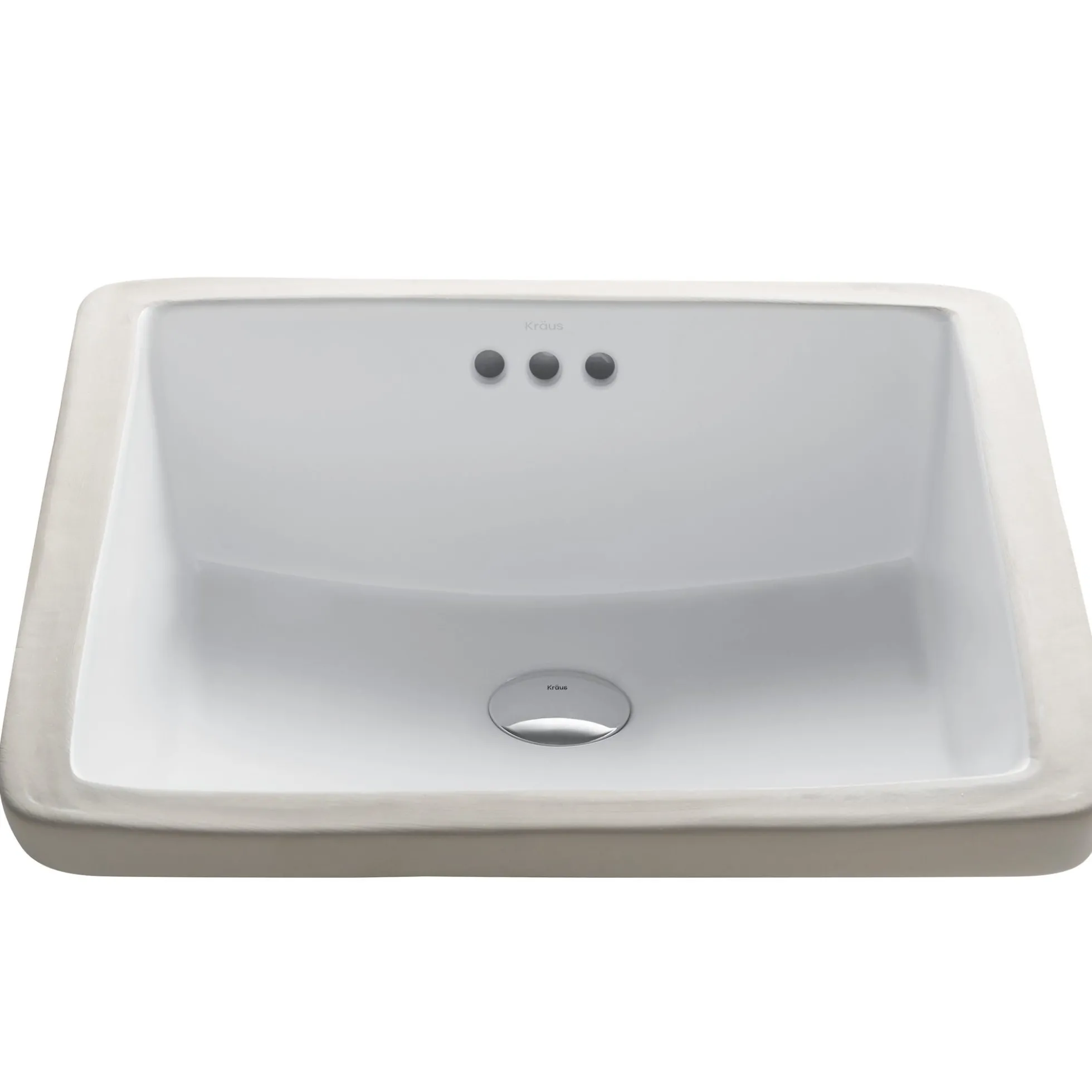 17" Square Porcelain CeramicUndermountBathroom Sinkin Whitewith OverflowDrain