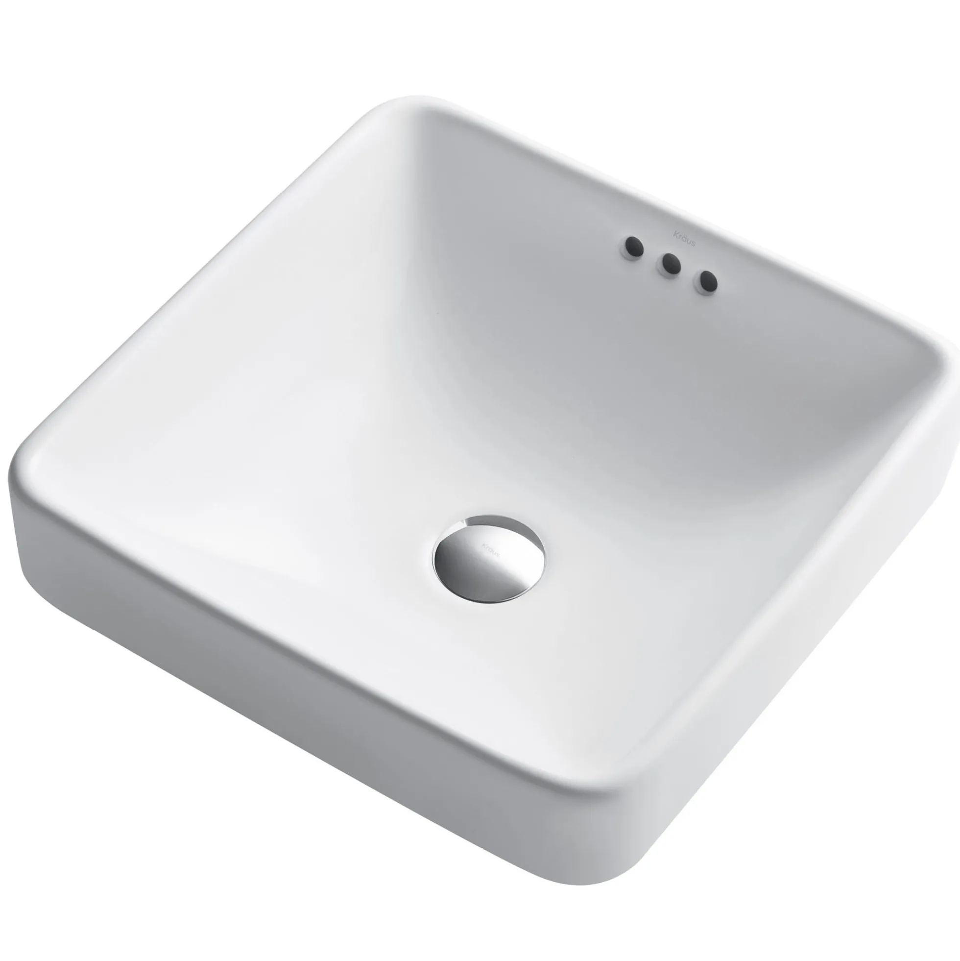 16 1/2" Square Semi-Recessed Ceramic Bathroom Sink in White with Overflow Drain (2-Pack)