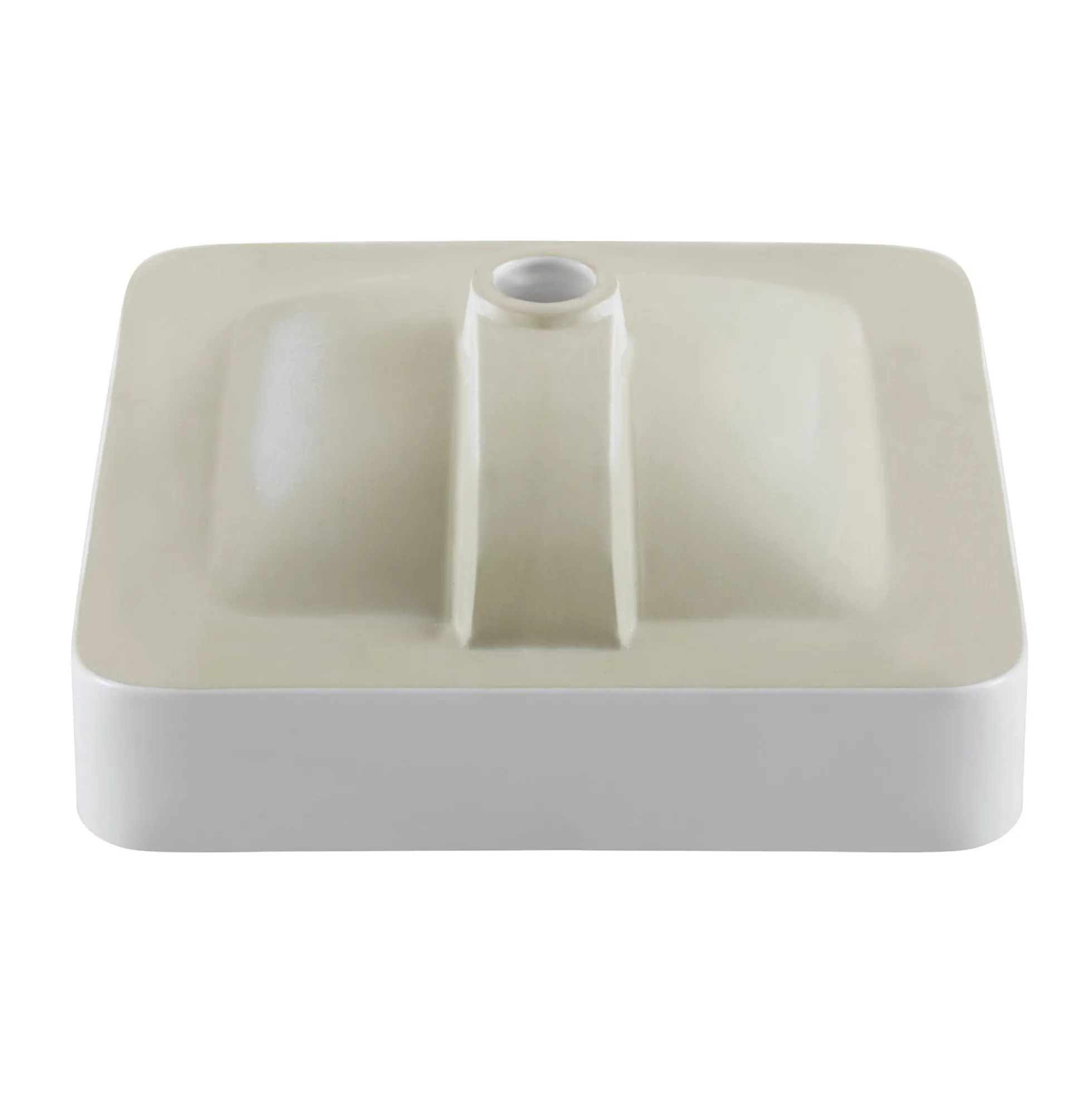 16 1/2" Square Semi-Recessed Ceramic Bathroom Sink in White with Pop-Up Drain in Brushed Nickel