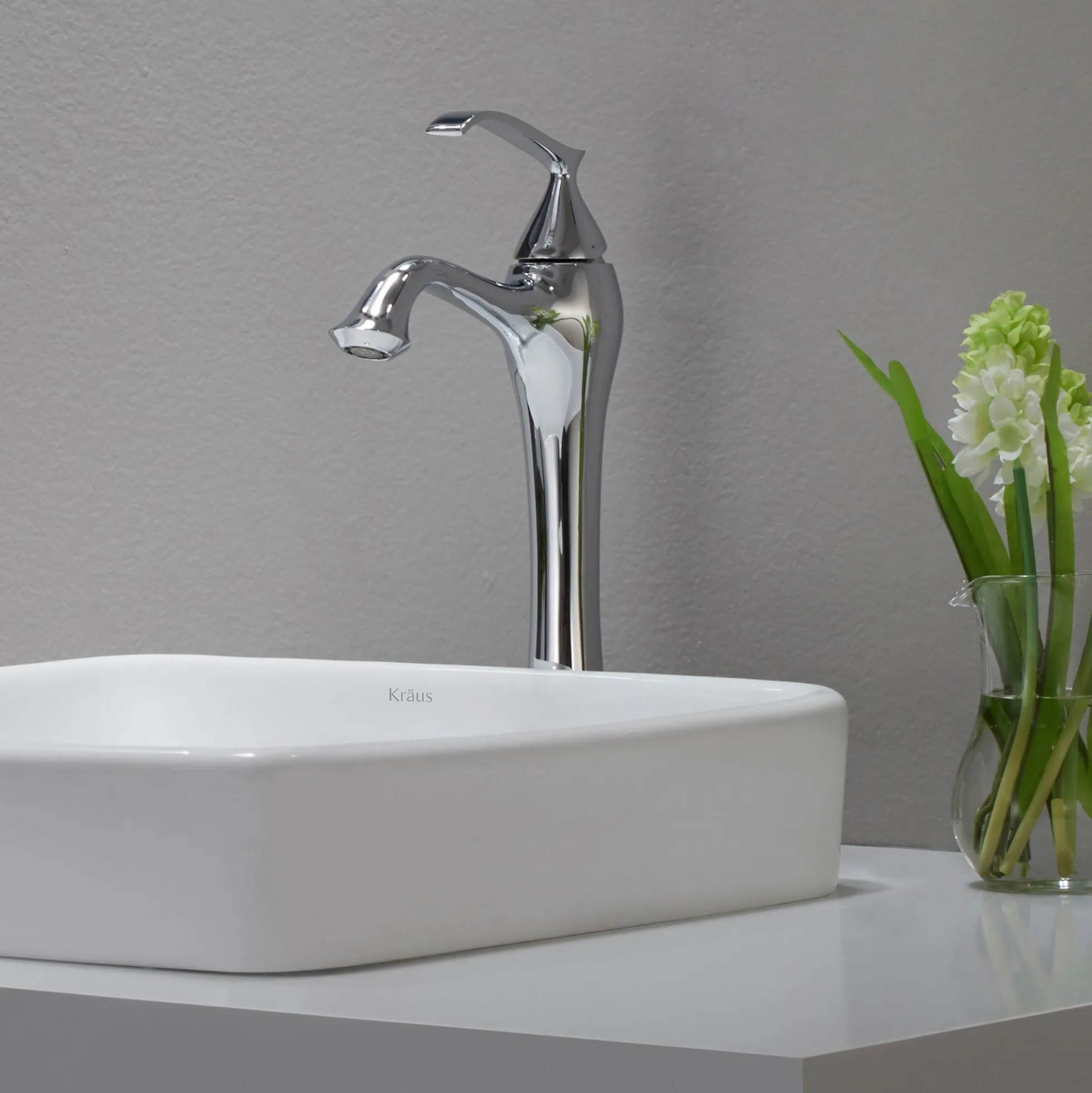 16 1/2" Square Semi-Recessed Ceramic Bathroom Sink in White with Pop-Up Drain in Chrome