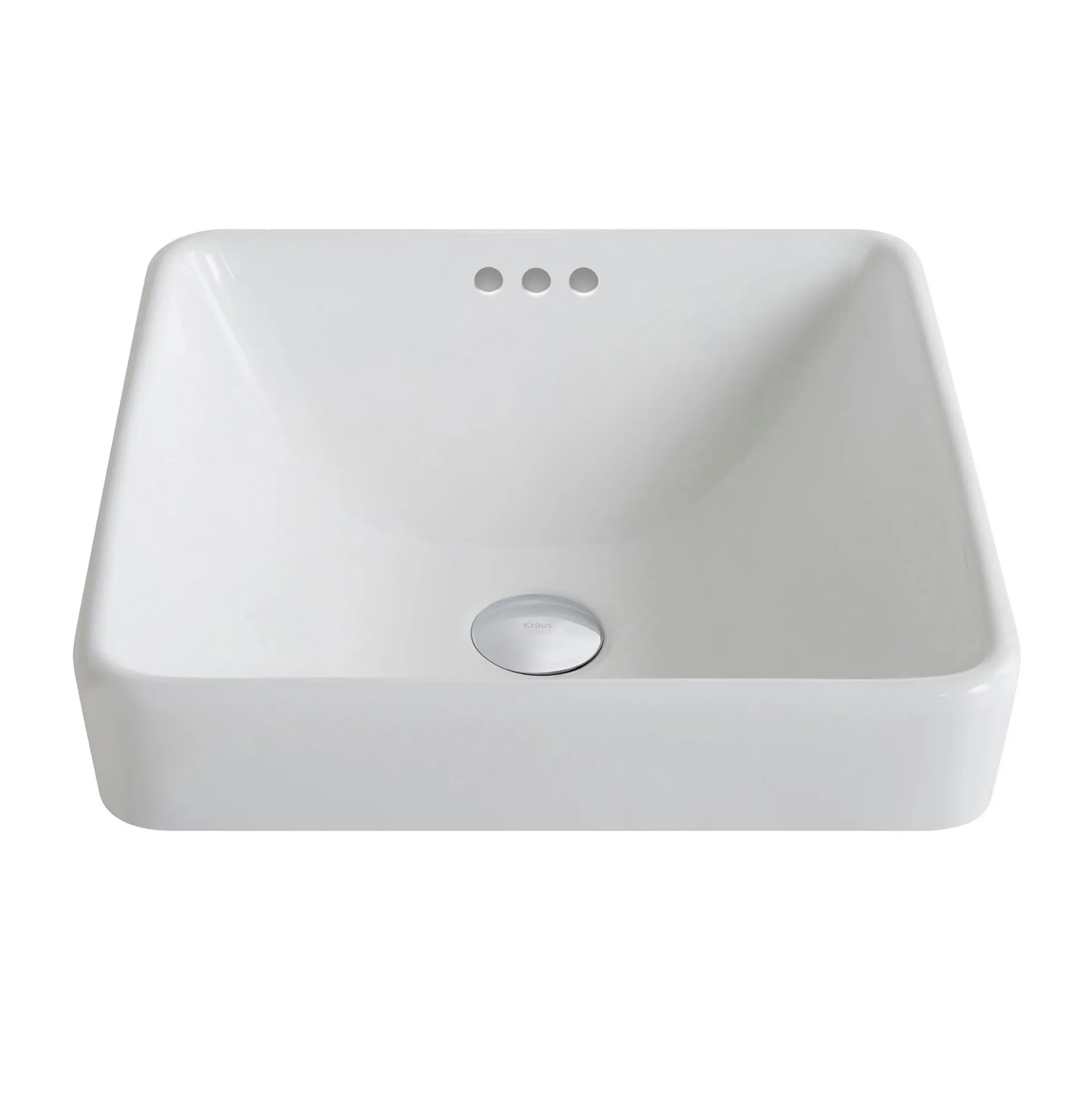 16 1/2" Square Semi-Recessed Ceramic Bathroom Sink in White with Pop-Up Drain in Oil Rubbed Bronze