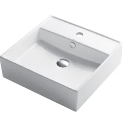 18 1/2" Square Vessel Ceramic Bathroom Sink in White