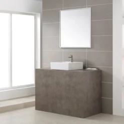18 1/2" Square Vessel Ceramic Bathroom Sink in White with Pop-Up Drain in Satin Nickel