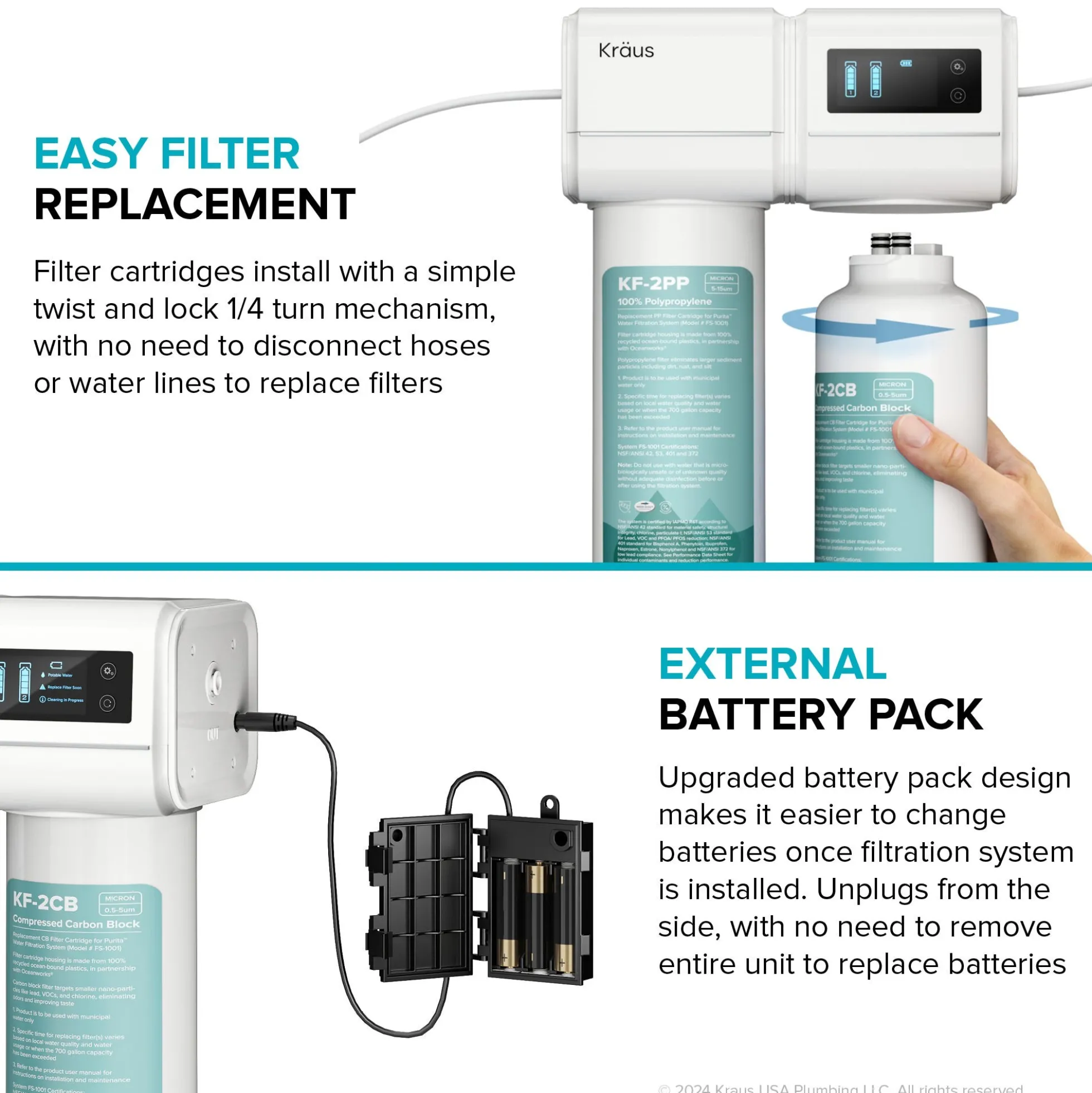 2-Stage Under Sink Water Filtration System with Digital Display Monitor