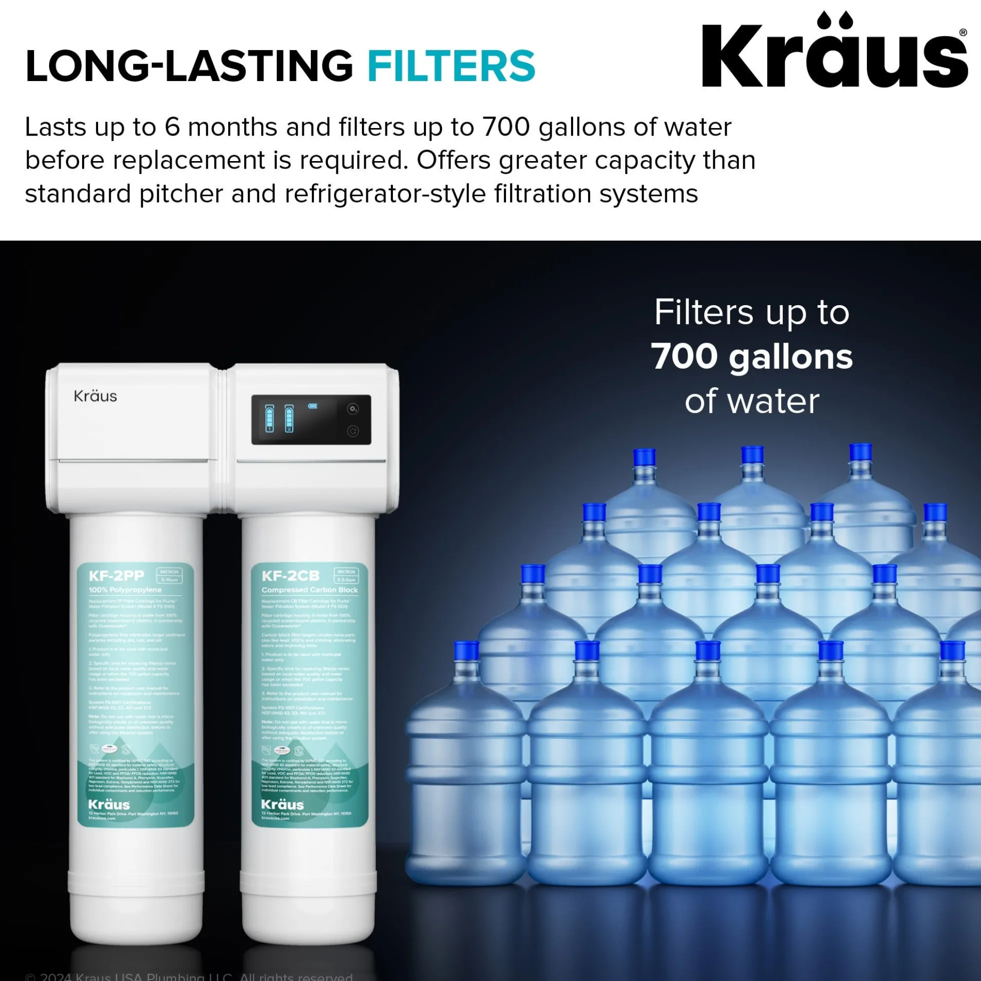 2-Stage Under Sink Water Filtration System with Digital Display Monitor