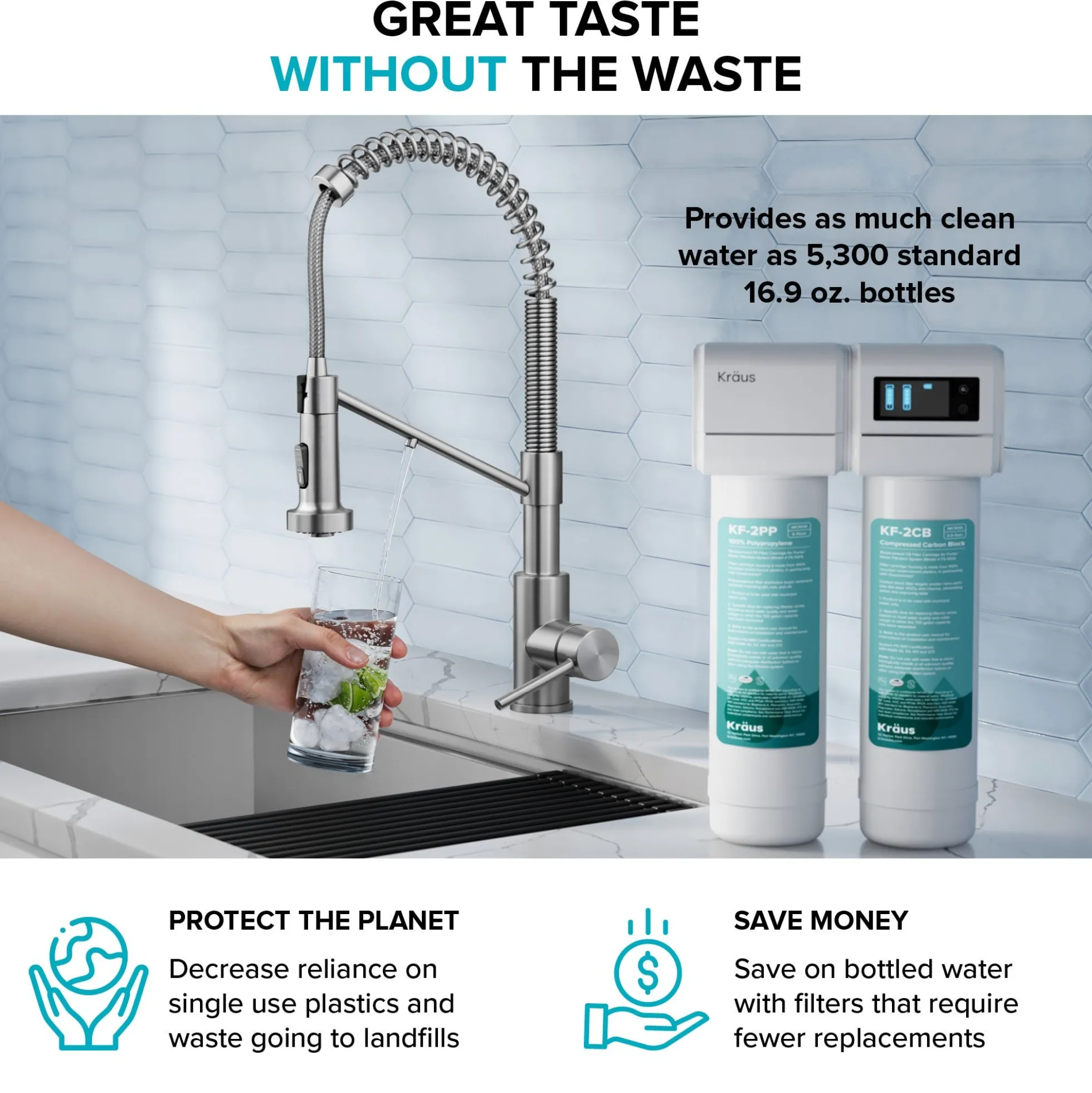 2-Stage Under Sink Water Filtration System with Digital Display Monitor