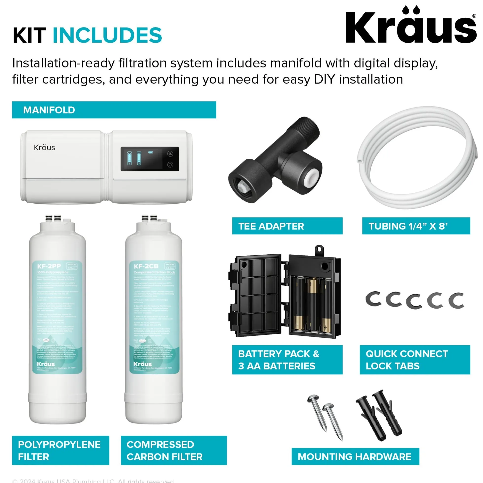 2-Stage Under Sink Water Filtration System with Digital Display Monitor