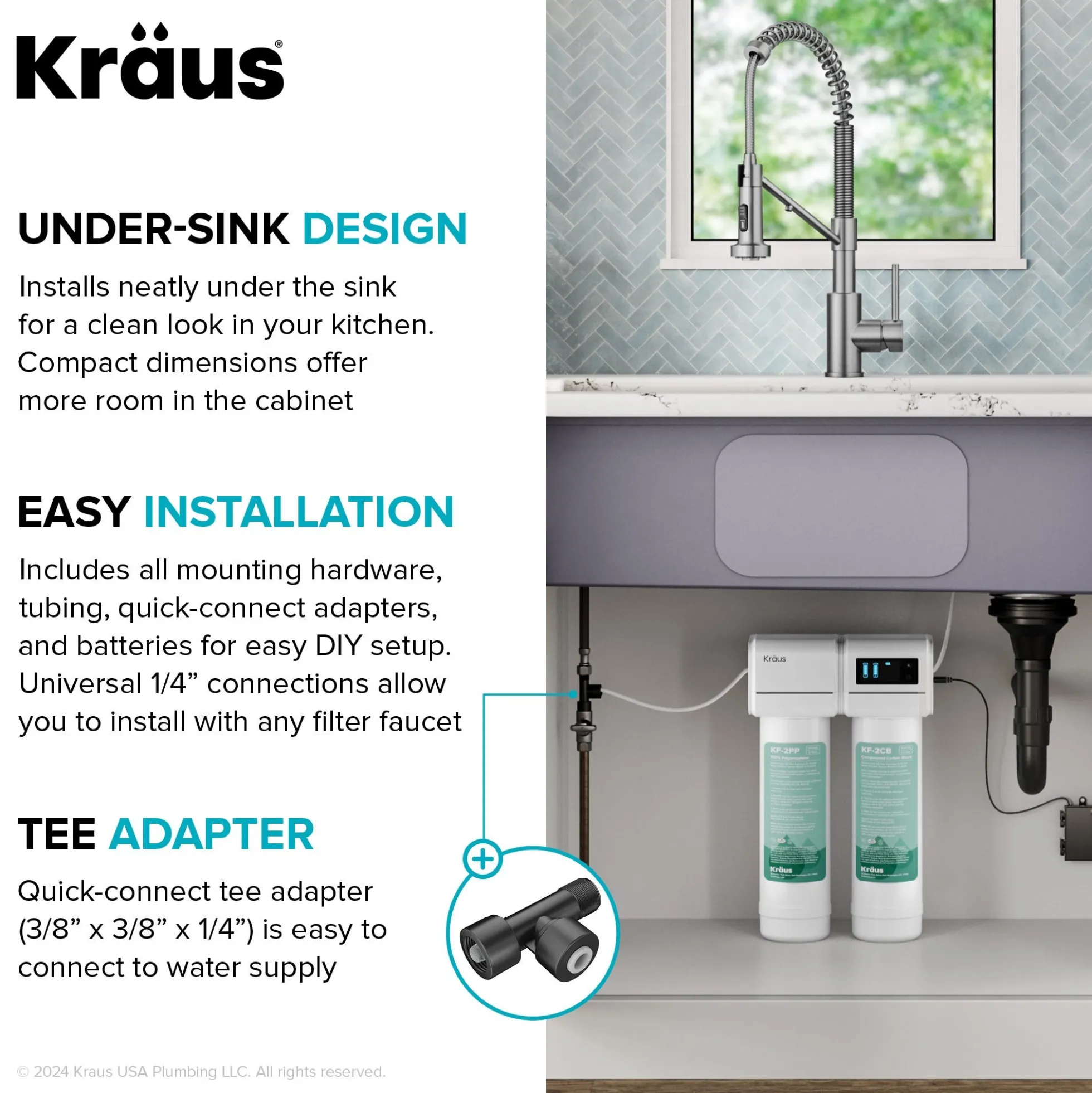 2-Stage Under Sink Water Filtration System with Digital Display Monitor