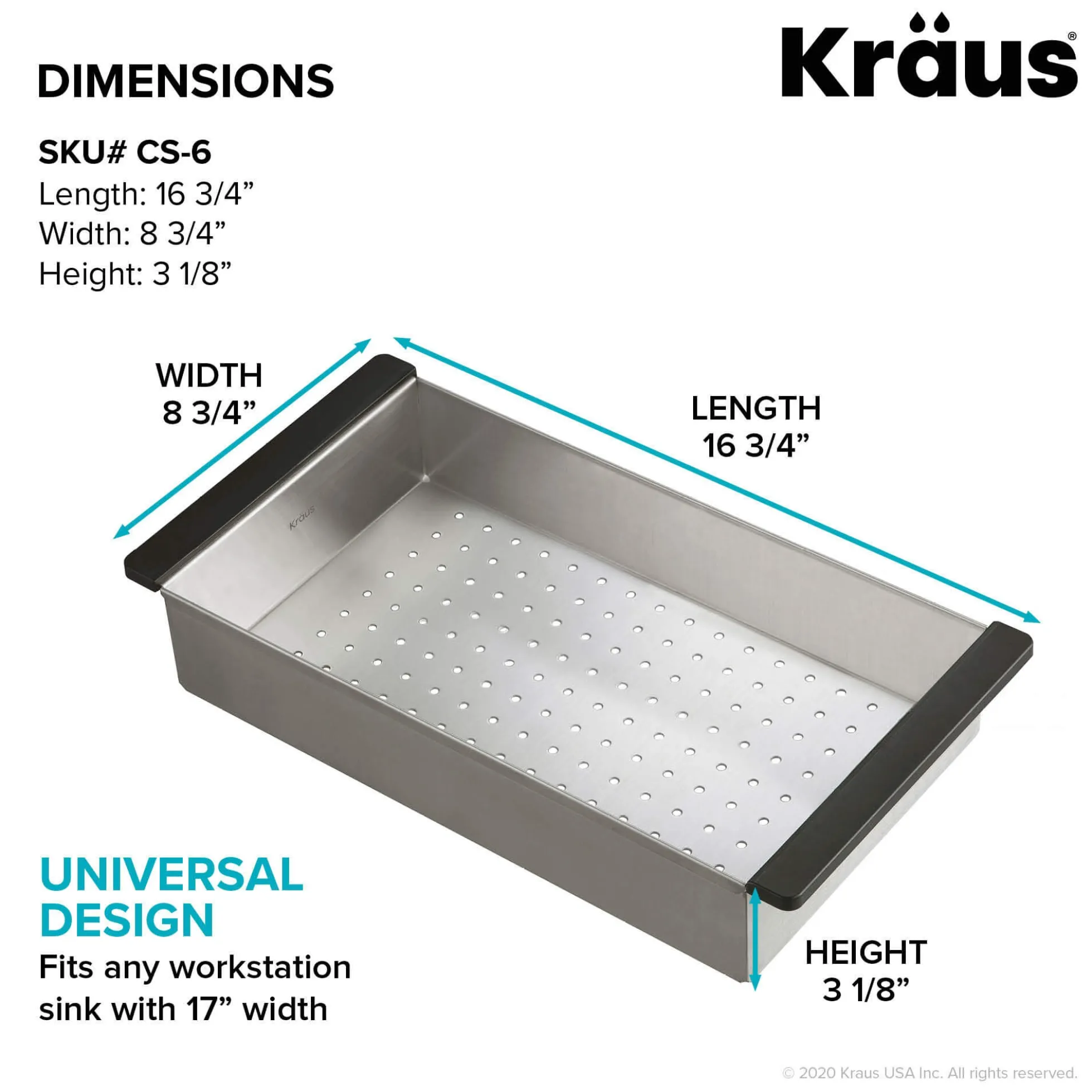 Stainless Steel Colander for Workstation Kitchen Sink