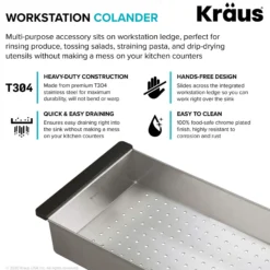 Stainless Steel Colander for Workstation Kitchen Sink