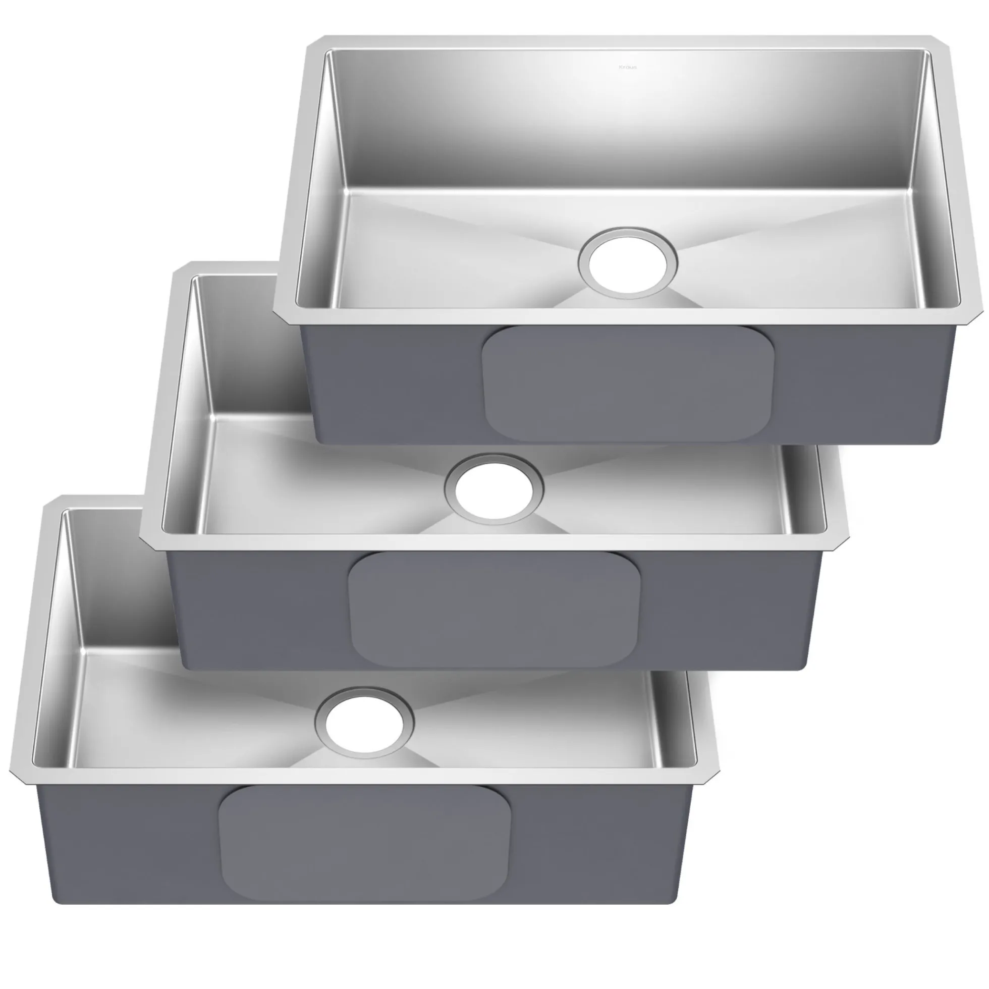 30" Stainless Steel Undermount Single Bowl Kitchen Sink (Builder Pack of 3)