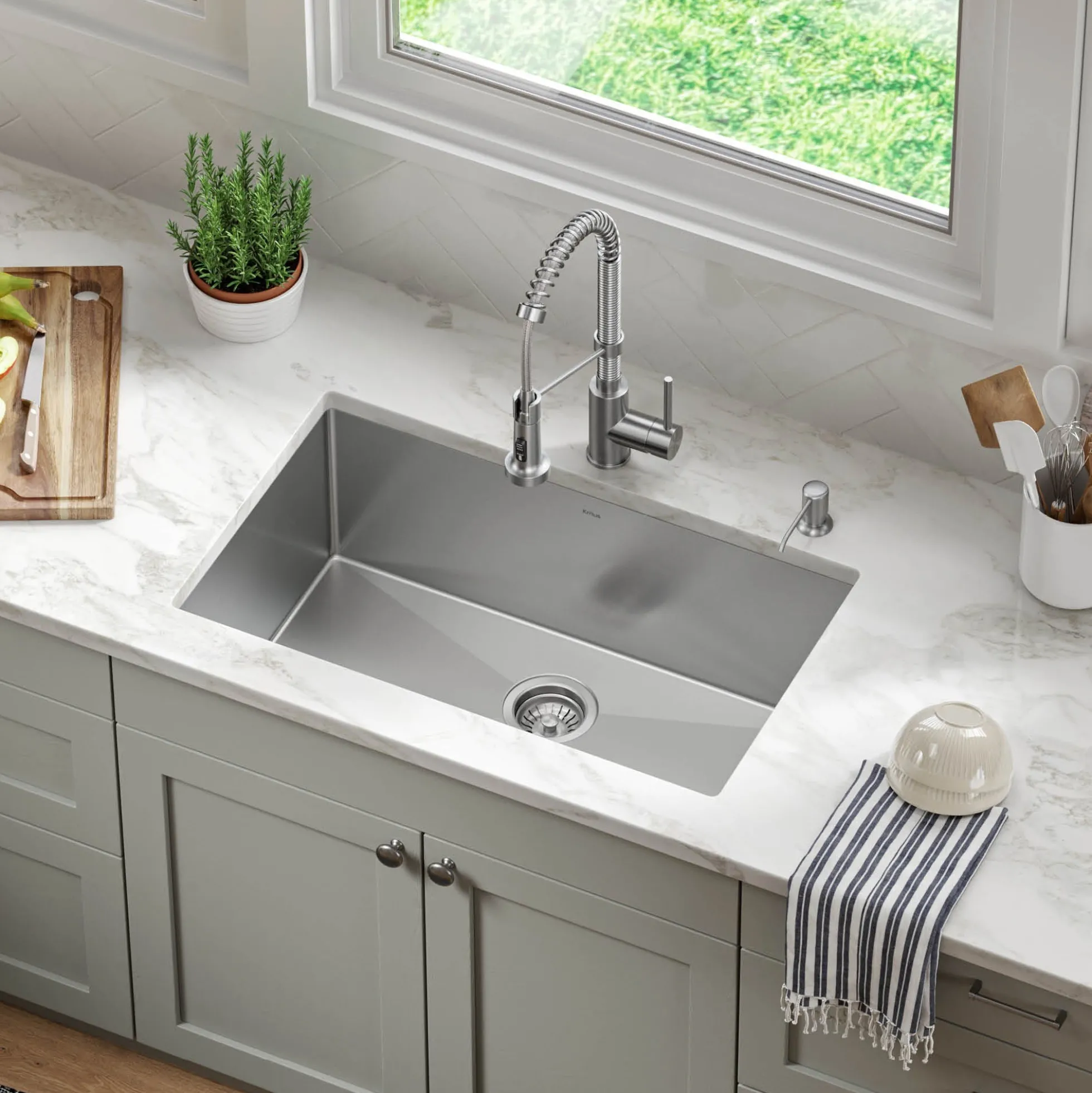 30" Stainless Steel Undermount Single Bowl Kitchen Sink (Builder Pack of 3)