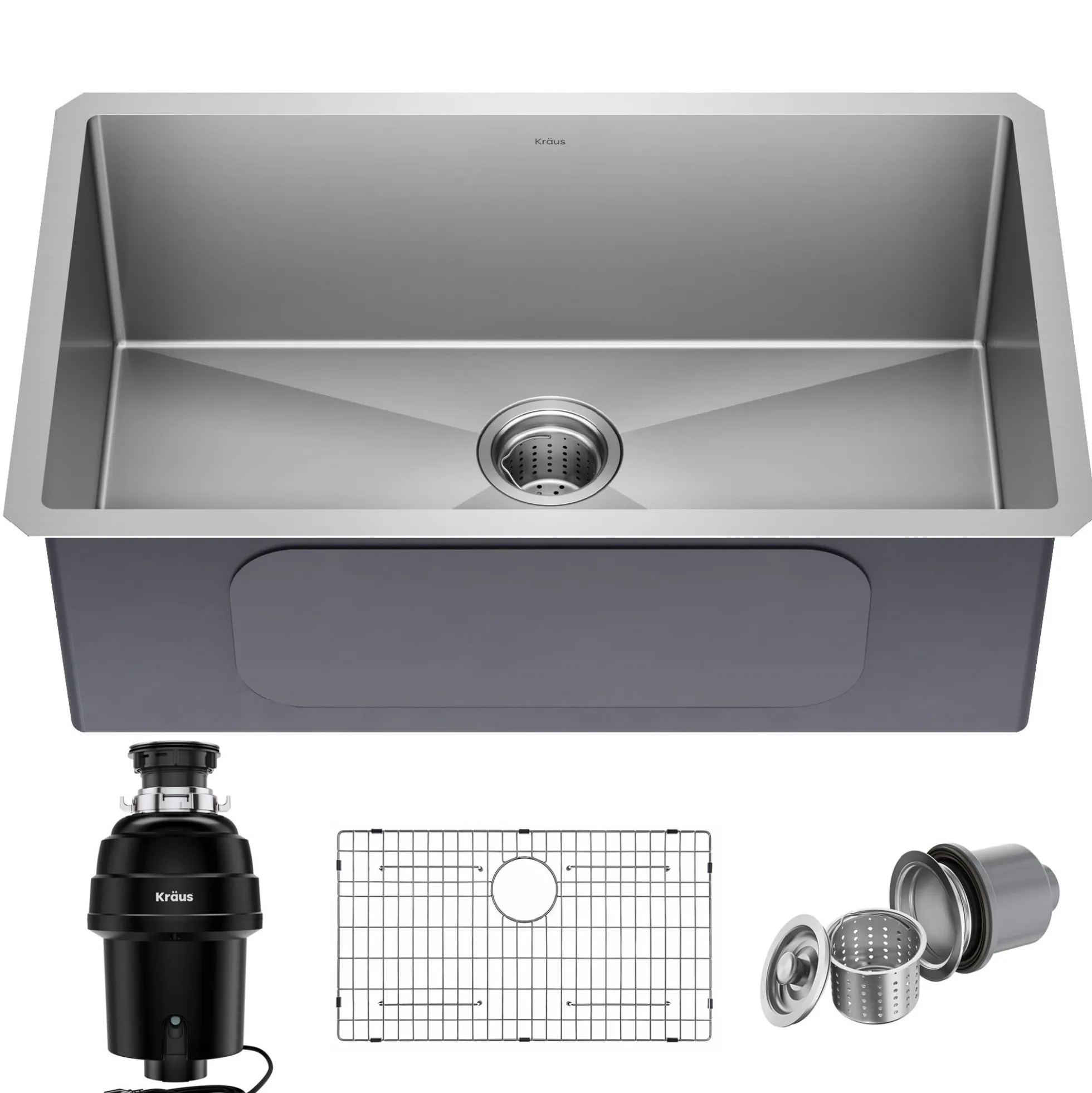 Standart PRO™ 30-inch 16 Gauge Undermount Single Bowl Stainless Steel Kitchen Sink with WasteGuard™ 1 HP Continuous Feed Garbage Disposal