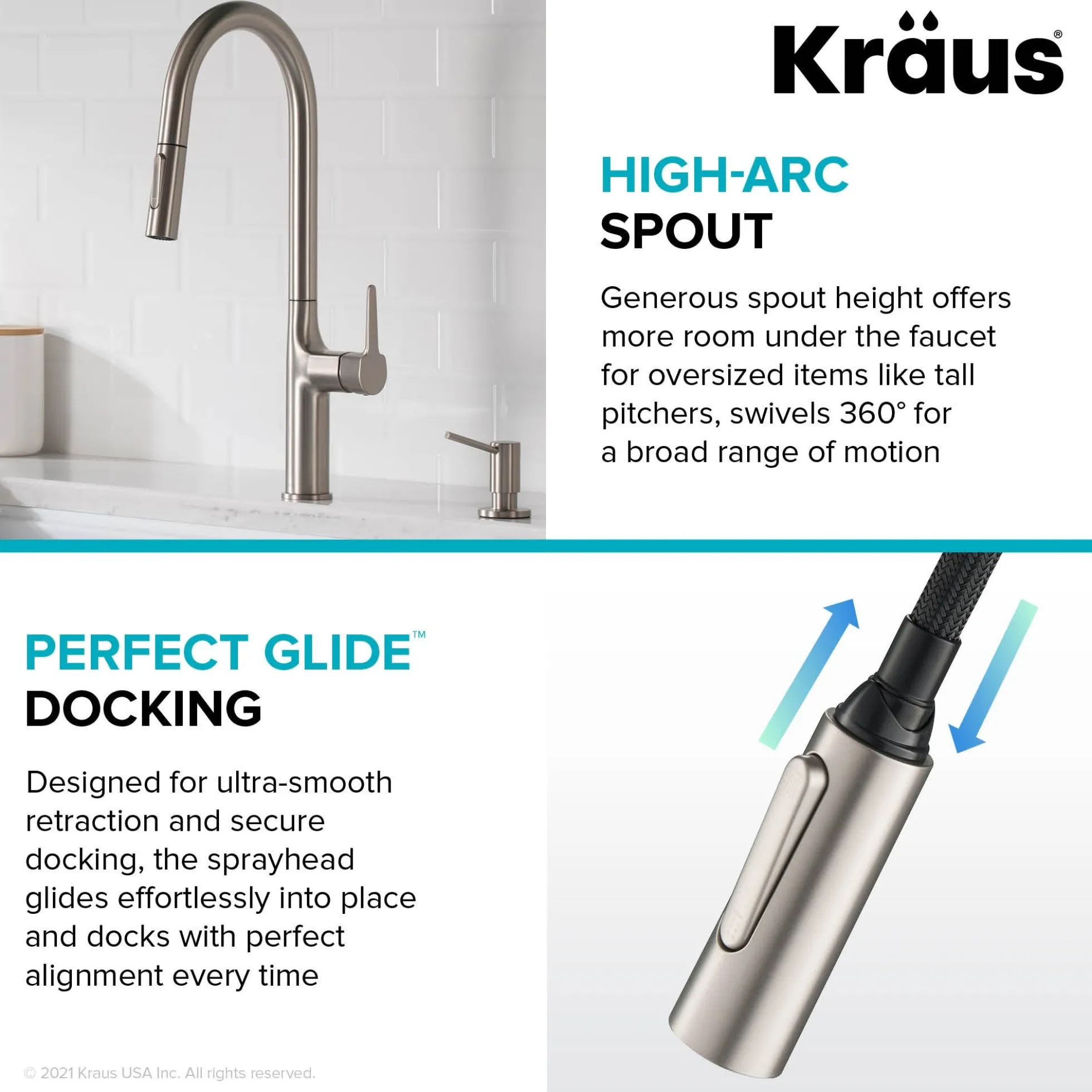 Tall Modern Pull-Down Single Handle Kitchen Faucet in Spot Free Stainless Steel