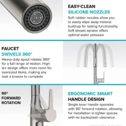 Tall Modern Pull-Down Single Handle Kitchen Faucet in Spot Free Stainless Steel