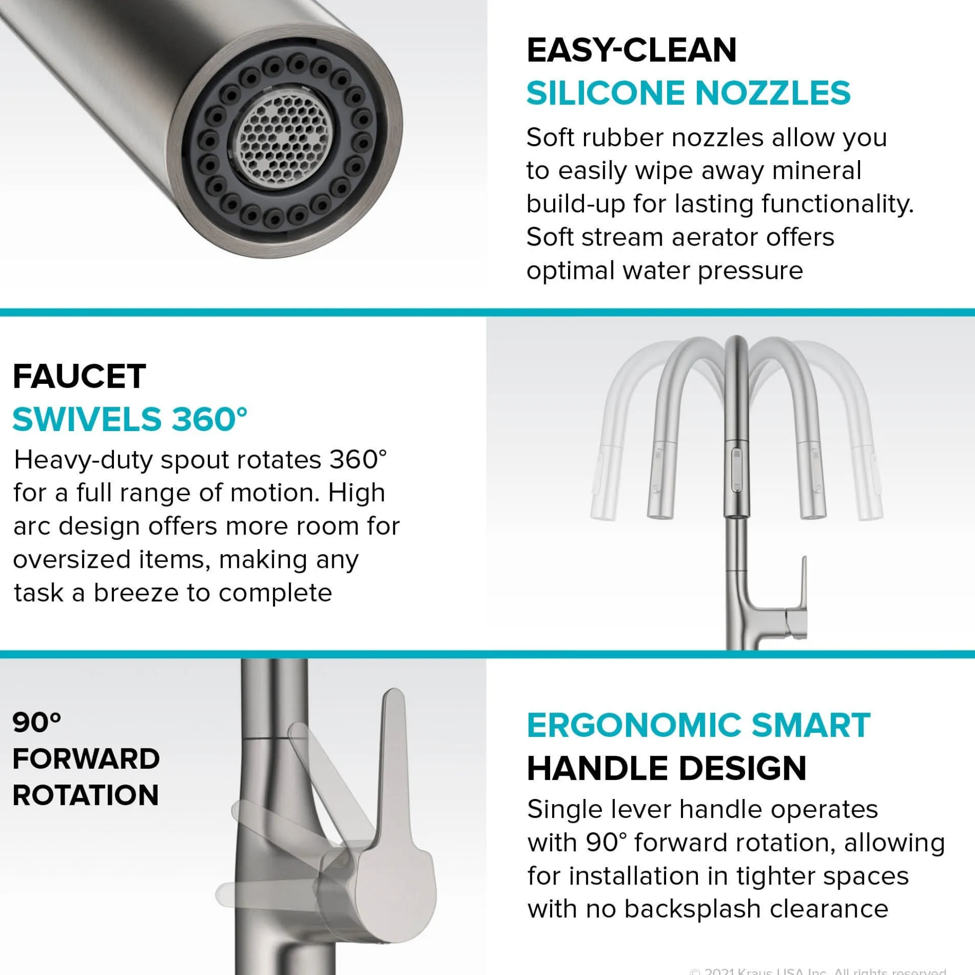 Tall Modern Pull-Down Single Handle Kitchen Faucet in Spot Free Stainless Steel