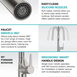 Tall ModernSingle-HandleTouch KitchenSink Faucet with Pull Down Sprayer inMatte Black