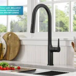 Tall ModernSingle-HandleTouch KitchenSink Faucet with Pull Down Sprayer inMatte Black