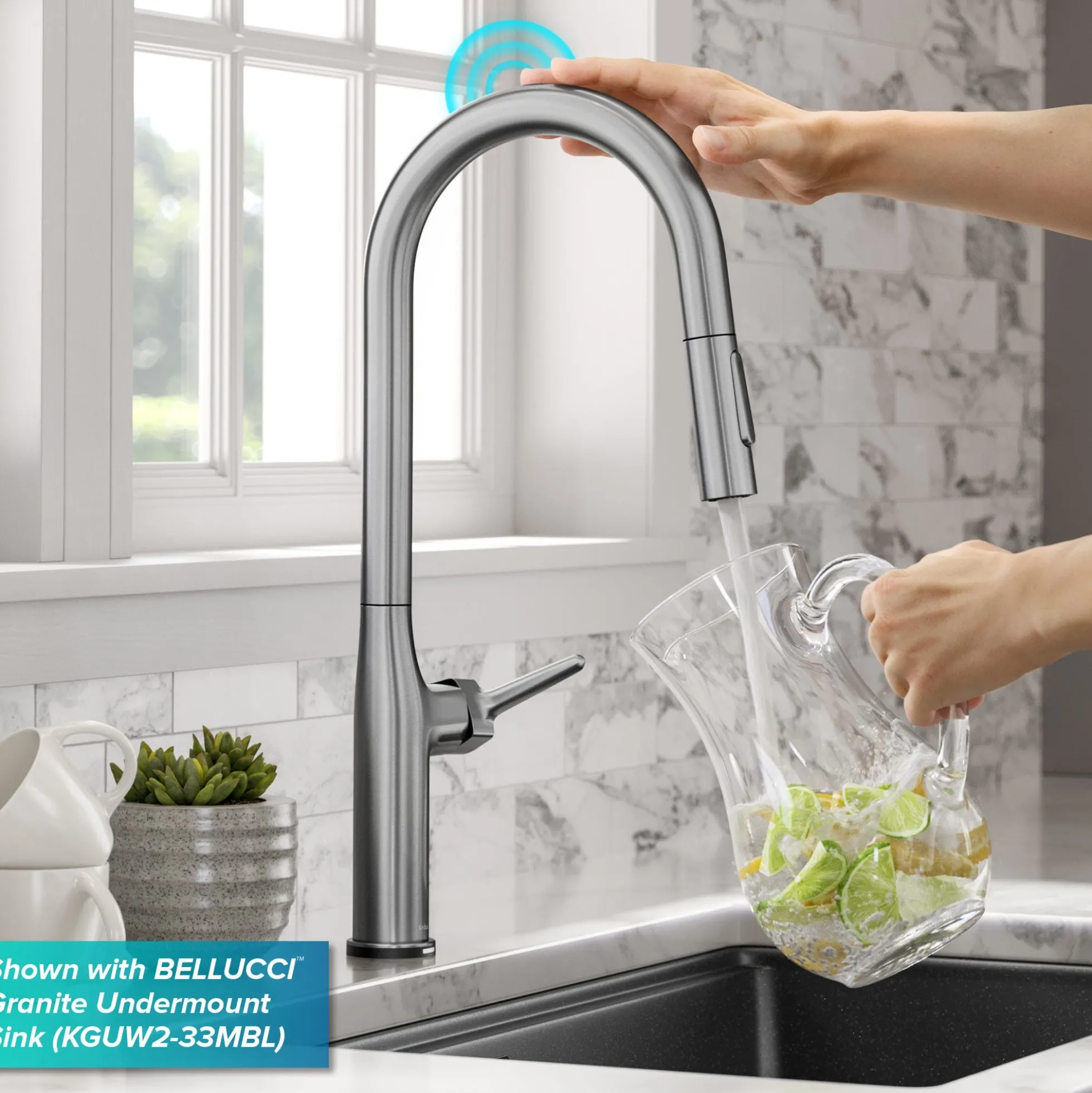 Tall Modern Single-HandleTouch KitchenSink Faucet with Pull Down Sprayer inSpot Free Stainless Steel