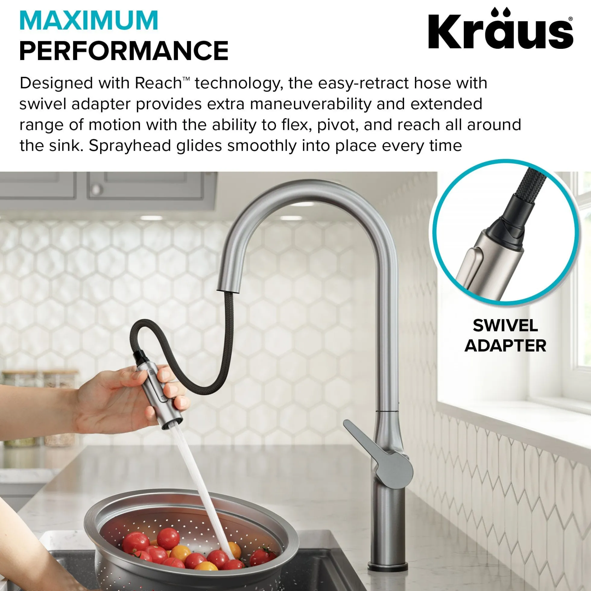 Tall Modern Single-HandleTouch KitchenSink Faucet with Pull Down Sprayer inSpot Free Stainless Steel