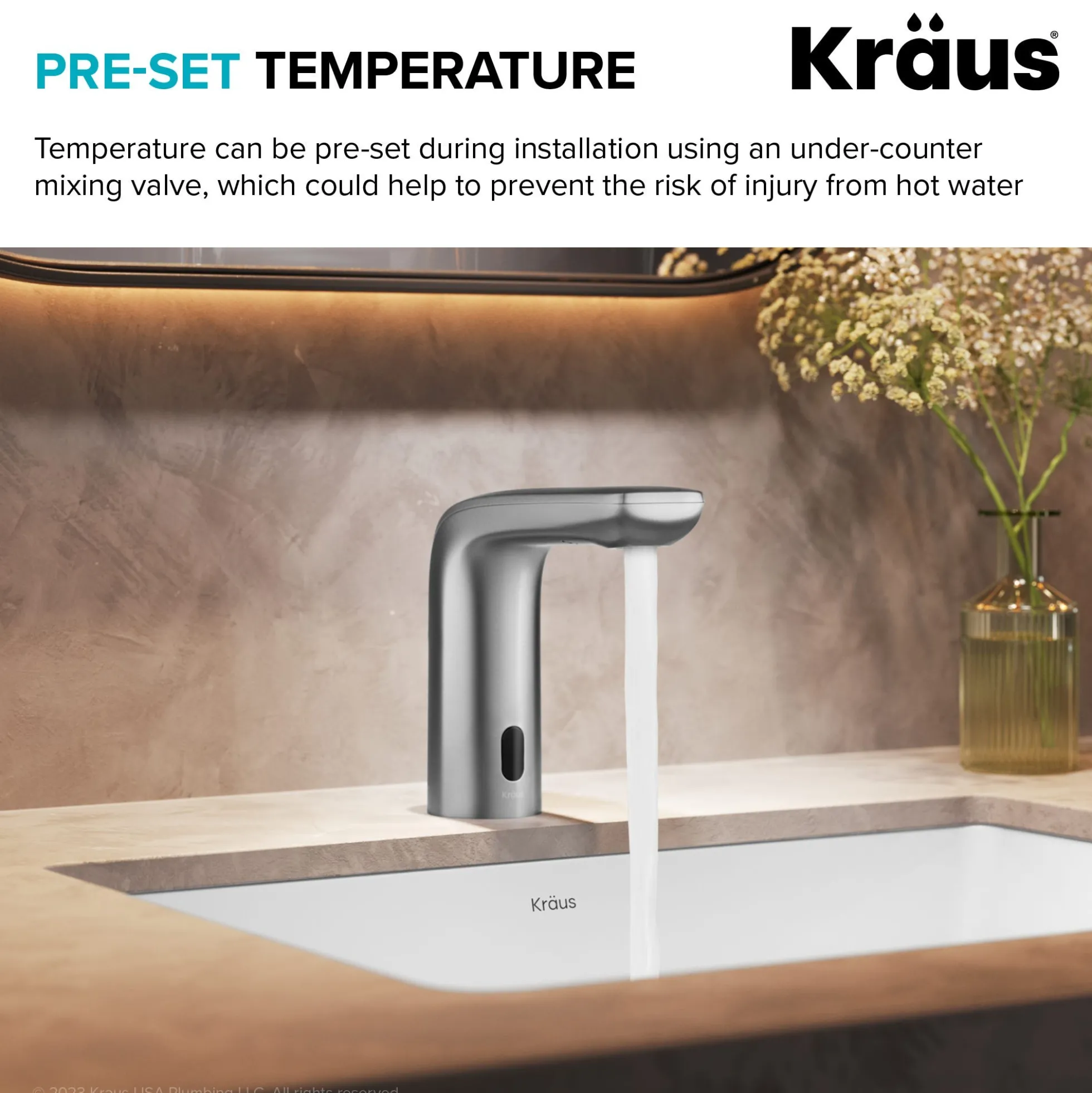 Touchless Sensor Bathroom Faucet in Spot Free Stainless Steel