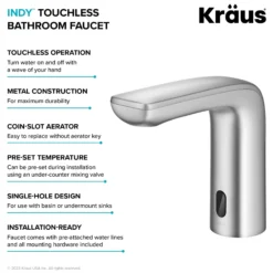 Touchless Sensor Bathroom Faucet in Spot Free Stainless Steel