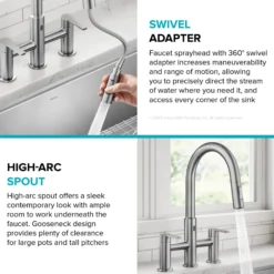 Touchless Sensor Bridge Kitchen Faucet with Pull-Down Sprayhead in Spot-Free Stainless Steel