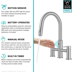 Touchless Sensor Bridge Kitchen Faucet with Pull-Down Sprayhead in Spot-Free Stainless Steel