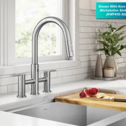 Touchless Sensor Bridge Kitchen Faucet with Pull-Down Sprayhead in Spot-Free Stainless Steel