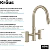 Touchless Sensor Bridge Kitchen Faucet with Pull-Down Sprayhead in Spot-Free Antique Champagne Bronze