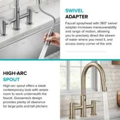 Touchless Sensor Bridge Kitchen Faucet with Pull-Down Sprayhead in Spot-Free Antique Champagne Bronze