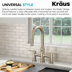 Touchless Sensor Bridge Kitchen Faucet with Pull-Down Sprayhead in Spot-Free Antique Champagne Bronze