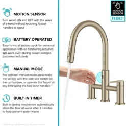 Touchless Sensor Bridge Kitchen Faucet with Pull-Down Sprayhead in Spot-Free Antique Champagne Bronze