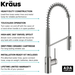 Touchless Sensor Commercial Pull-Down Single Handle Kitchen Faucet with QuickDock™ Top Mount Assembly in Spot Free Stainless Steel
