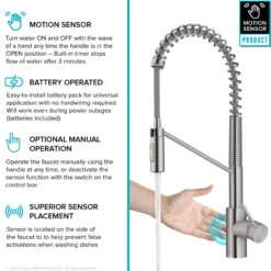 Touchless Sensor Commercial Pull-Down Single Handle Kitchen Faucet with QuickDock™ Top Mount Assembly in Spot Free Stainless Steel