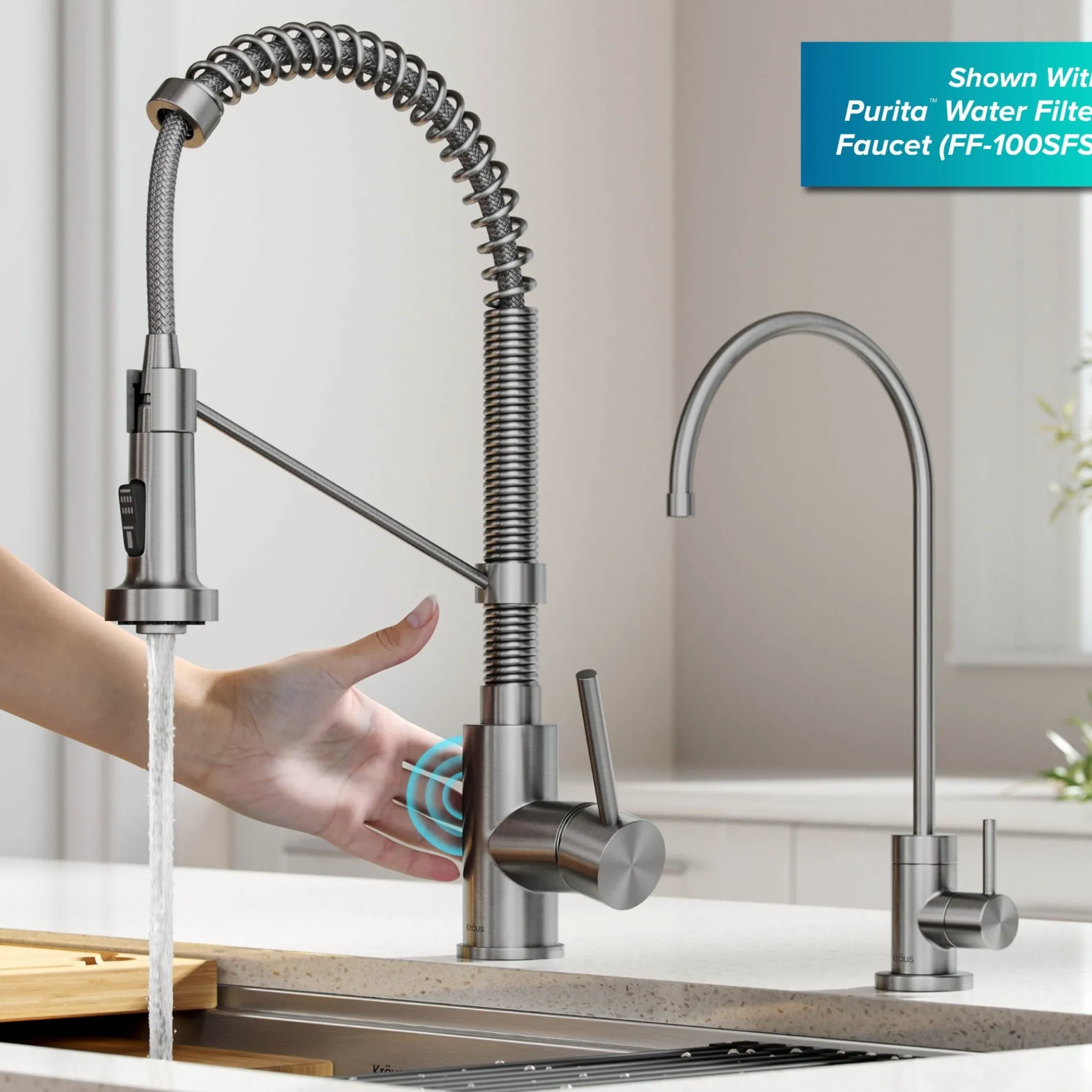 Touchless Sensor Commercial Style 2-Function Single Handle Pull-Down Kitchen Faucet in Spot-Free Stainless Steel