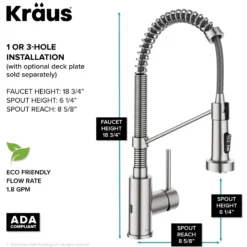 Touchless Sensor Commercial Style 2-Function Single Handle Pull-Down Kitchen Faucet in Spot-Free Stainless Steel