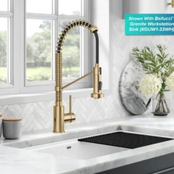 Touchless Sensor Commercial Style 2-Function Single Handle Pull-Down Kitchen Faucet in Spot-Free Brushed Brass