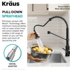 Touchless Sensor Commercial Style 2-Function Single Handle Pull-Down Kitchen Faucet in Spot-Free Brushed Brass