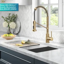 Touchless Sensor Commercial Style 2-Function Single Handle Pull-Down Kitchen Faucet in Spot-Free Brushed Brass