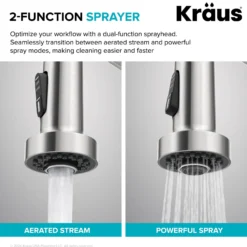Touchless Sensor Commercial Style 2-Function Single Handle Pull-Down Kitchen Faucet in Spot-Free Brushed Brass