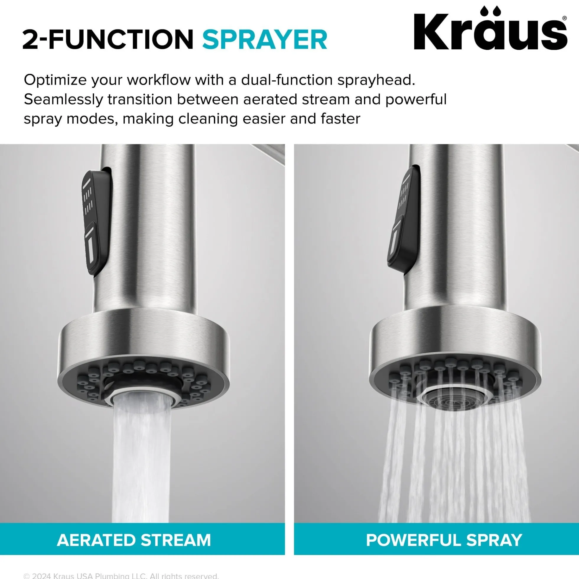 Touchless Sensor Commercial Style 2-Function Single Handle Pull-Down Kitchen Faucet in Spot-Free Brushed Brass