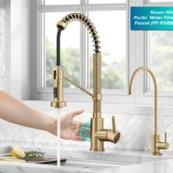 Touchless Sensor Commercial Style 2-Function Single Handle Pull-Down Kitchen Faucet in Spot-Free Brushed Brass