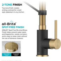 Touchless Sensor Commercial Style 2-Function Single Handle Pull-Down Kitchen Faucet in Brushed Brass / Matte Black