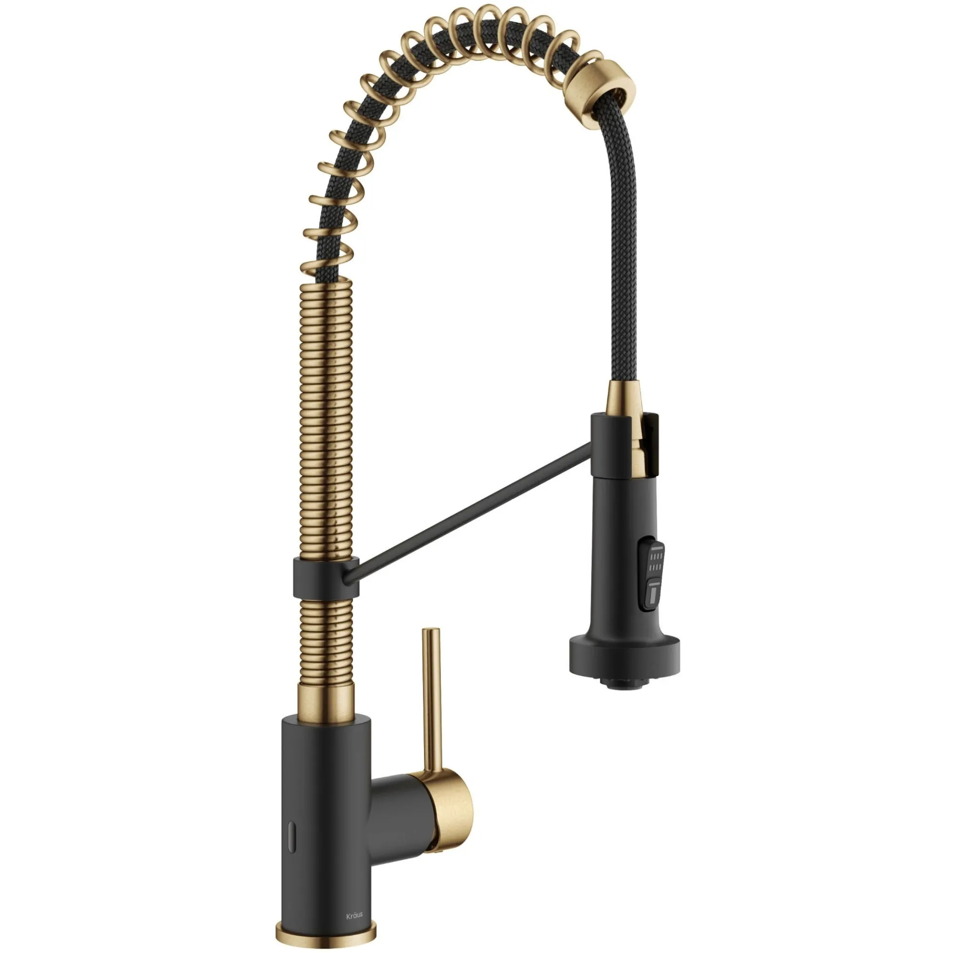 Touchless Sensor Commercial Style 2-Function Single Handle Pull-Down Kitchen Faucet in Brushed Brass / Matte Black