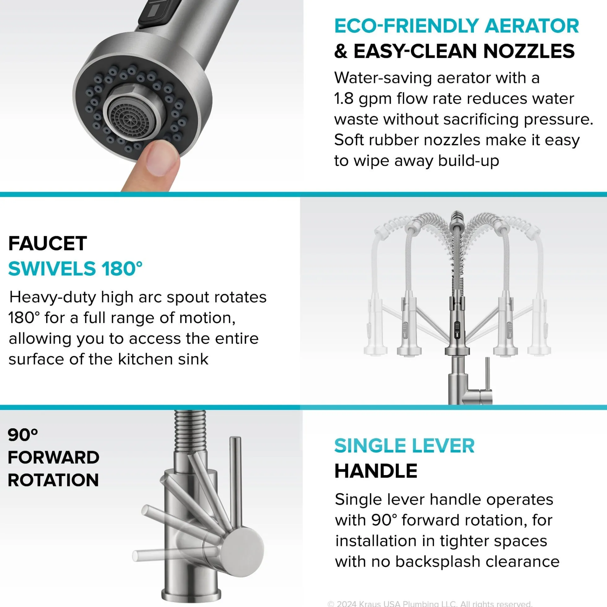 Touchless Sensor Commercial Style 2-Function Single Handle Pull-Down Kitchen Faucet in Matte Black